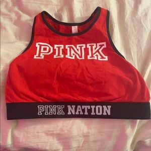 VS Pink Red Racerback Sports Bra